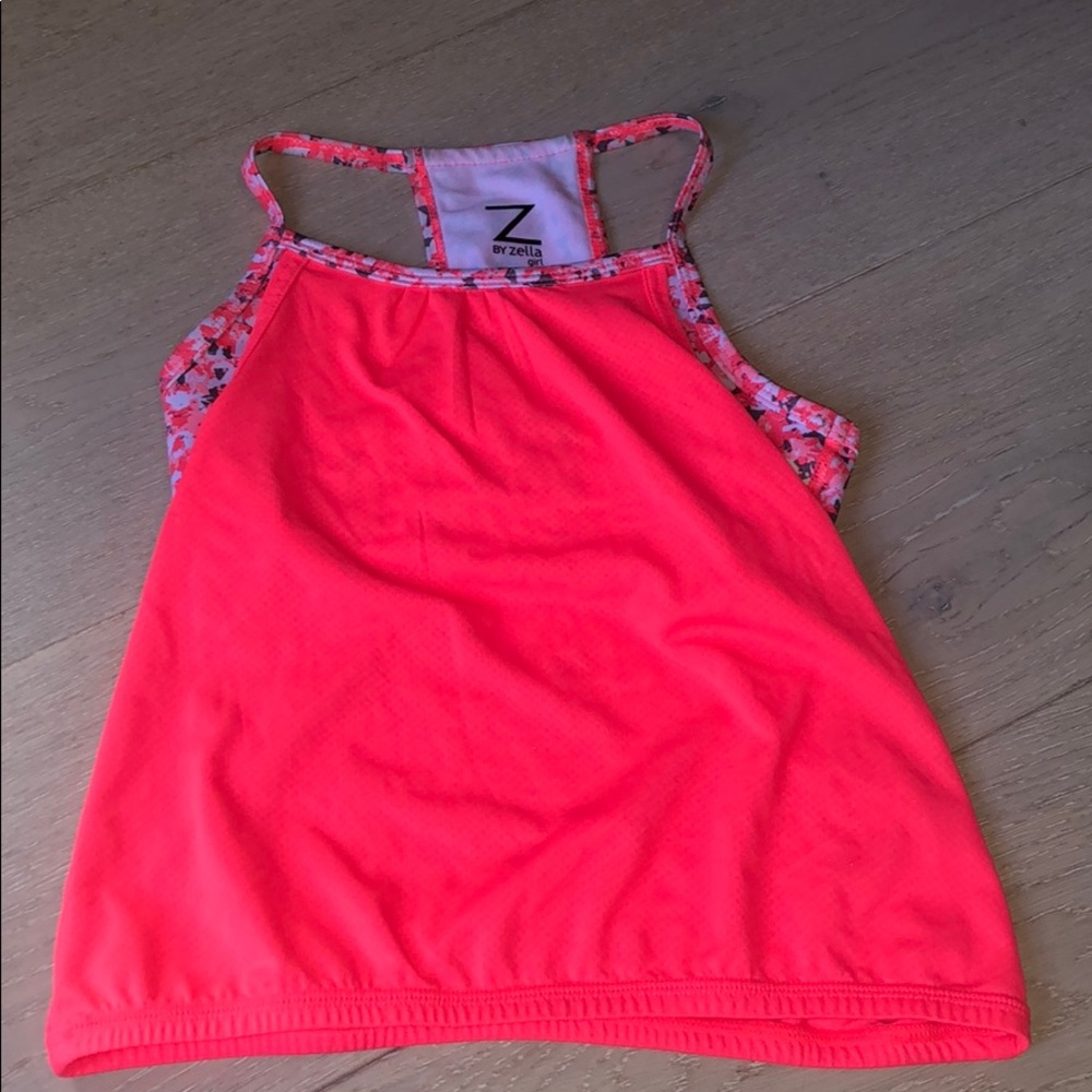 hot pink zella athletic tank top w/sports bra